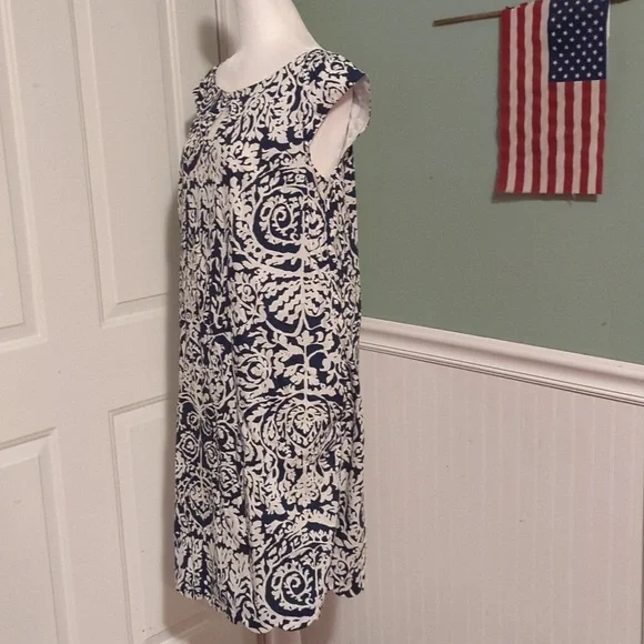 Lands End Navy Blue and White Dress Size 10 - Picture 6 of 15